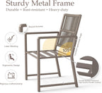 Outdoor Patio Dining Chair, 400 Lbs, Light Brown, Set of 2 | All-weather Woven Rope, Sturdy Frame,Ergonomic Backrest, Removable Breathable Cushion,for Patio & Garden