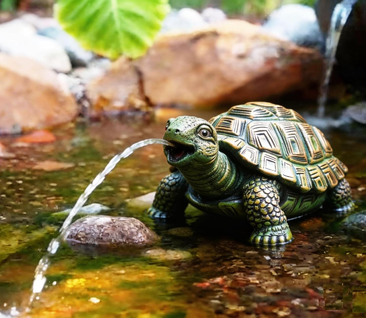 Handmade Turtle Pond Spitter - Resin Water Aerator for Garden & Koi Ponds