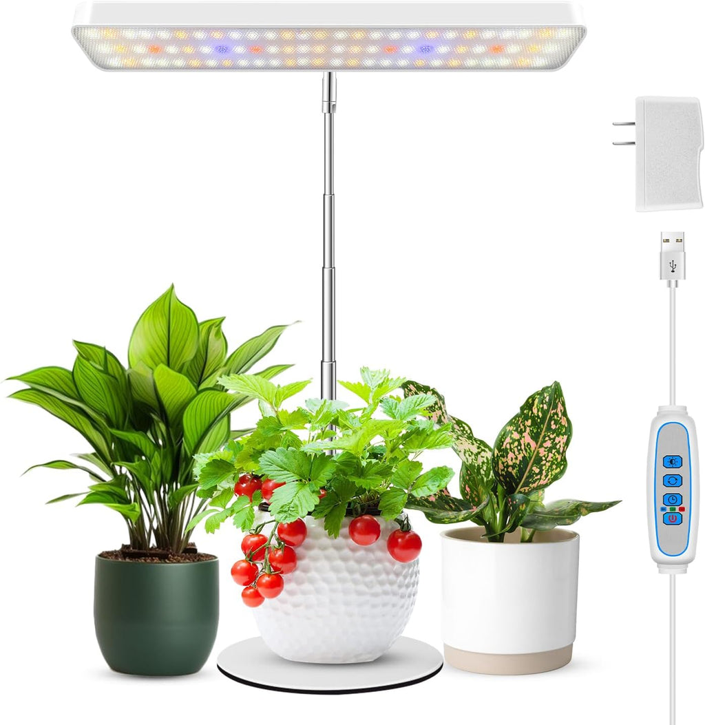 Wiaxulay Grow Light, 11in Full Spectrum Desk Plant Light for Indoor Growing | 78LEDs Grow Lamp with Auto Timer 6/12/16 Hrs, 3 Lighting Modes, 5 Dimmable Levels, Height Adjustable 7.8"-26" for Seedling