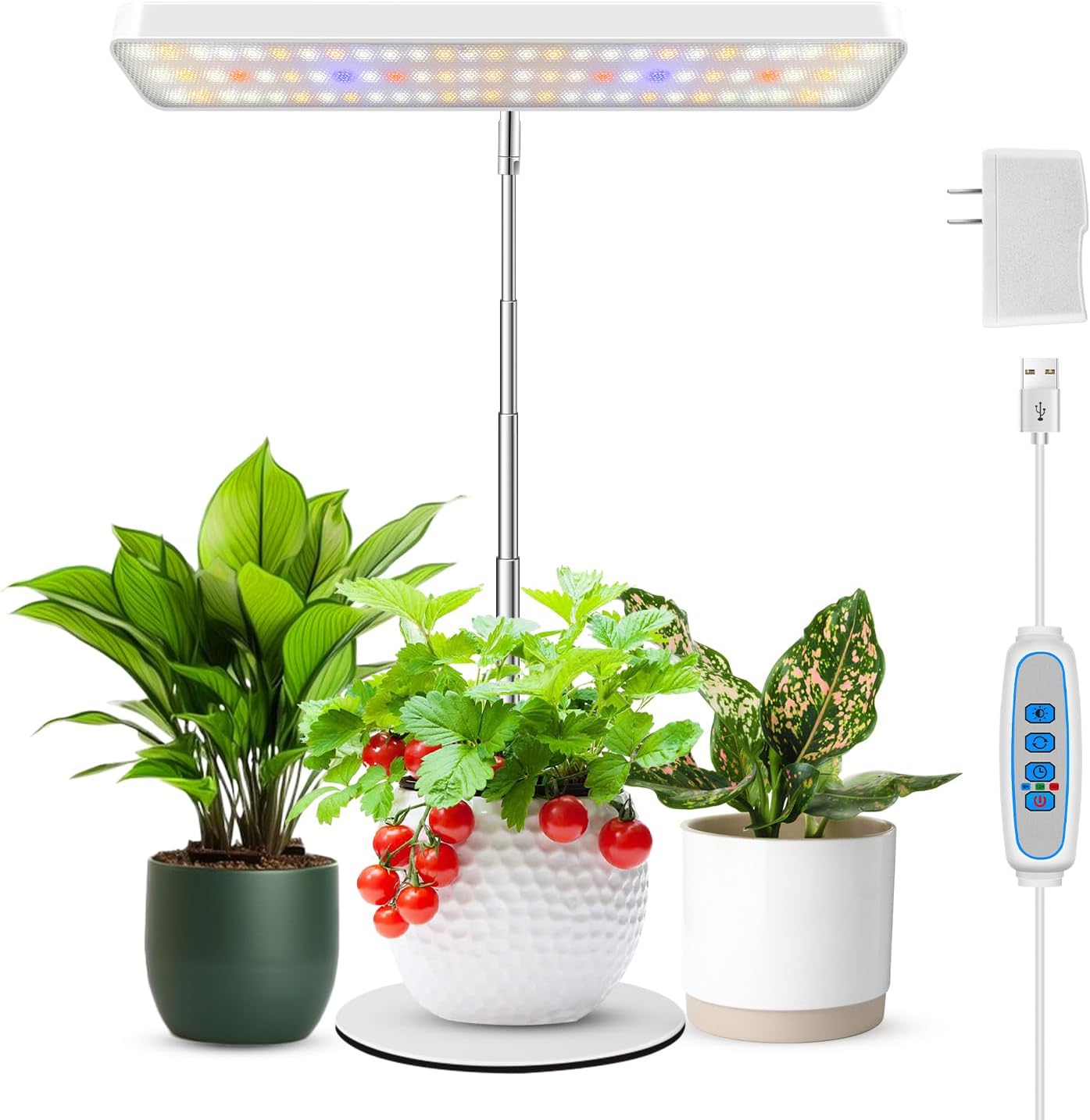 Wiaxulay Grow Light, 11in Full Spectrum Desk Plant Light for Indoor Growing | 78LEDs Grow Lamp with Auto Timer 6/12/16 Hrs, 3 Lighting Modes, 5 Dimmable Levels, Height Adjustable 7.8"-26" for Seedling