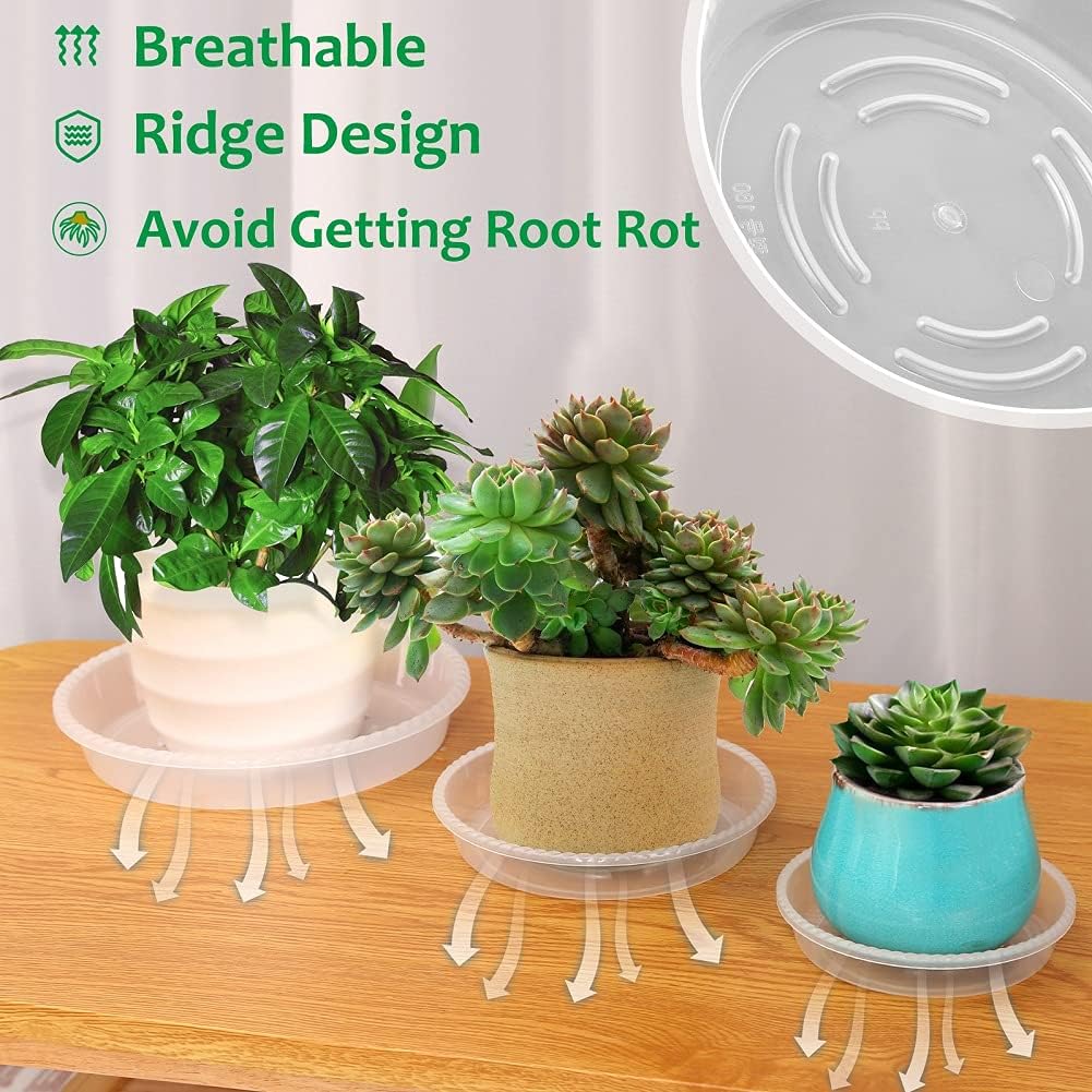 8 Pack of 5'' Clear Plant Saucer Drip Trays, Plant Tray for Indoor and Outdoor Plants, Thicker & Sturdier & Durable Plastic Plant Saucers Plant Accessories Indoor