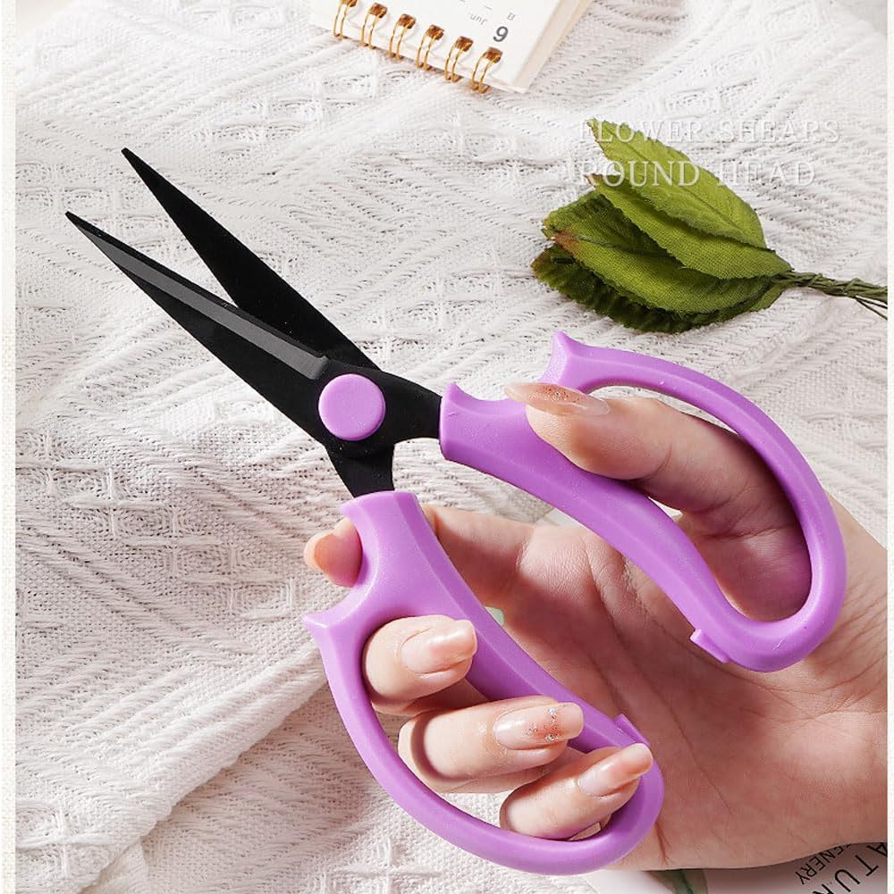 Garden Pruning Shears Scissors with Comfort Grip Handle, Premium Steel Professional Floral Scissors, Perfect for Arranging Flowers, Pruning, Trimming Plants, Gardening Tool (Pointed blue)