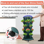 DUNCHATY Stackable Vertical Garden Planter with Wheels, 5 Tier Herb Planter Pots for Growing Vegetables and Succulents, Pine Green