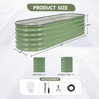 Galvanized Raised Garden Bed Outdoor- Raised Beds for Gardening| Metal Planter Box, Steel Raised Garden Bed Kit with Safety Edging and Gloves for Vegetables, Flower, Herbs (6x2x1.4FT, Green)