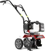earthquake mc43 cultivator, 43cc 2-cycle viper engine, 6-10” shown in use