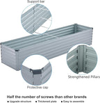 2 Pack 12x2x1FT Galvanized Raised Garden Beds Kit Outdoor Metal Gardening Planter Box for Vegetable Elevated Flower Herbs,Gray