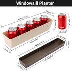 Suream Window Box Herb Planters, 3 Pack 16 x3.8 Inch Indoor Rectangle Succulent Cactus Plant Pots with Saucer, Modern Plastic Flower Container for Windowsill, Garden Balcony, Home Office Outdoor Decor