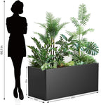 Rectangular Planter Box (36''L x 15''W x 15''H) Large Planter Box Outdoor, Metal Planters with 6 Drainage Holes for Commercial Residential Patio Deck and Backyard, Black
