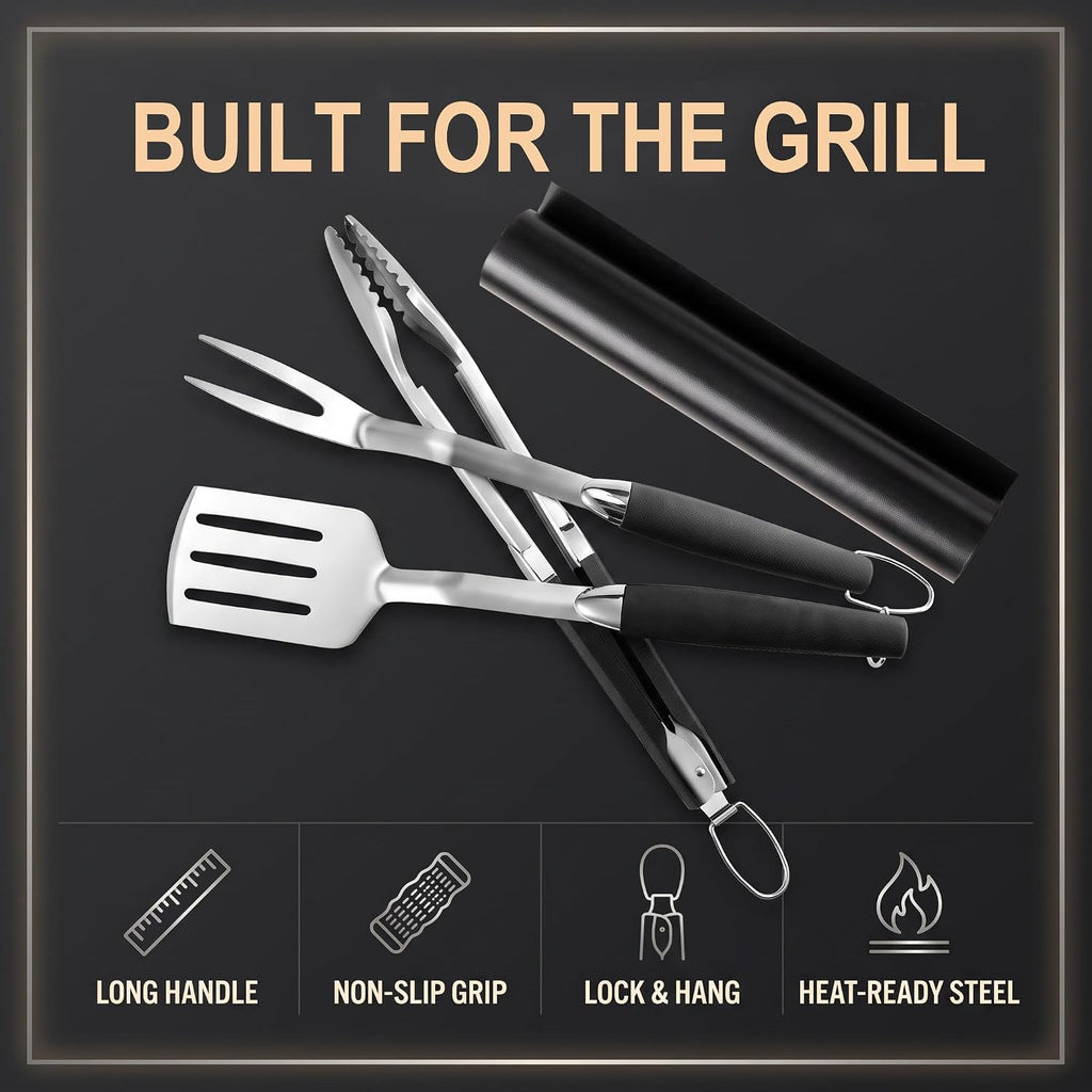 grill utensils set,bbq tools kit grilling accessories for, close-up detail