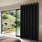 Joydeco Blackout Patio Sliding Door Curtains 90 Inches Long, Grommet Privacy Room Divider Curtains, Extra Wide Thermal Blackout Drapes for Bedroom Living Room (Black, 70Wx90L, 1 Panel)