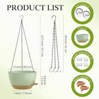 12 Inch Hanging Baskets 2 PC with Chains, Self-Watering Hanging Planters for Indoor Outdoor Plants, Plastic Hanging Flower Pots,Green Brown