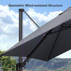 PURPLE LEAF 9' X 12' Right-left Tilt Patio Umbrella with Base Outdoor Cantilever Swivel Rectangle Umbrella Offset Umbrella with 360-degree Rotation for Garden Deck Pool Patio Light Grey