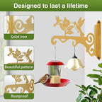 Elegant Bird Pattern Wall Hooks - 10/12/14 Inch Metal Plant Hangers for Indoor & Outdoor - Rust-Resistant Bracket for Plants, Feeders, Chimes, Lanterns (2, White, 10 inch)