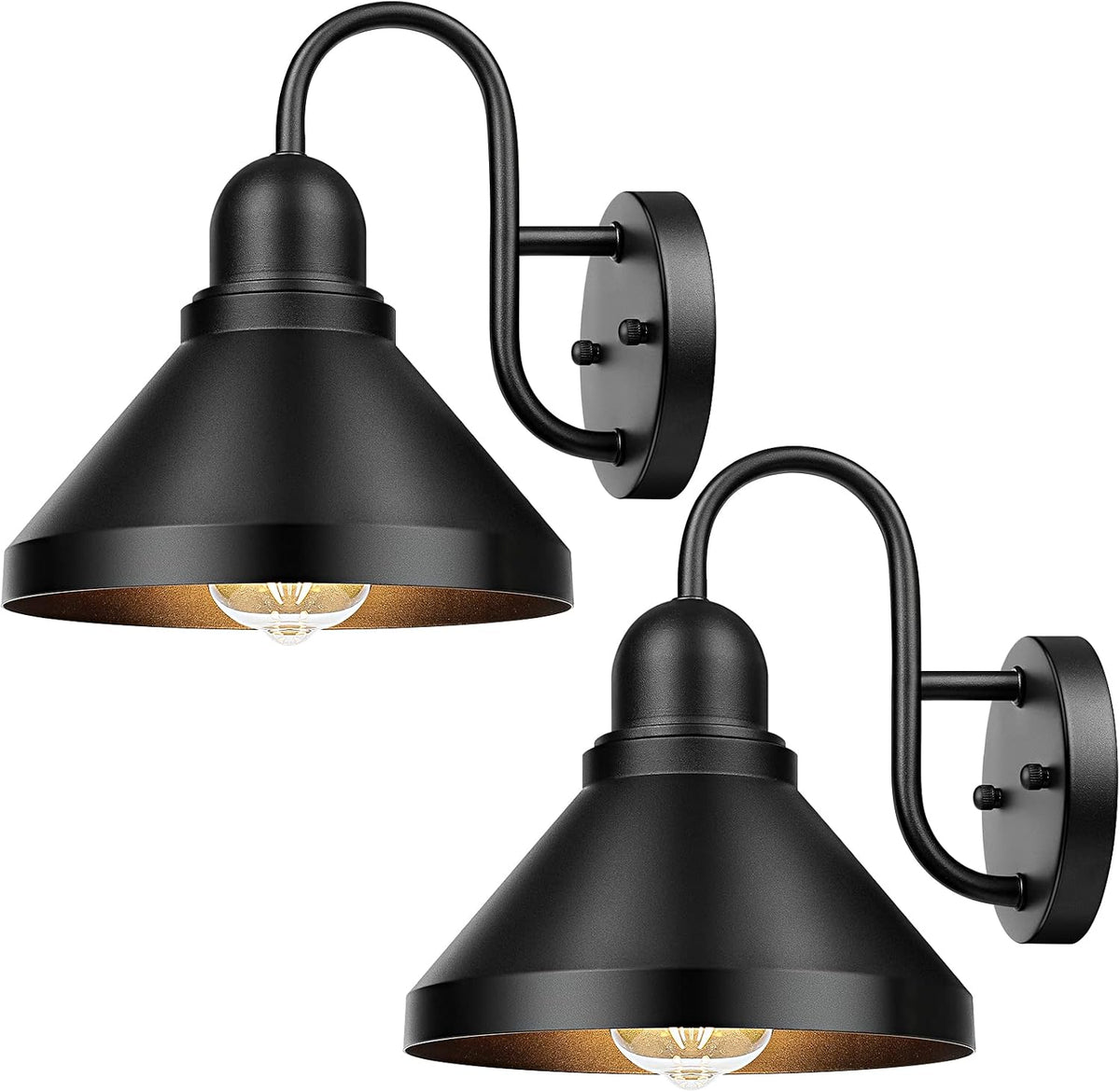 brightever gooseneck outdoor light fixtures, 2-pack farmhouse barn, main product view