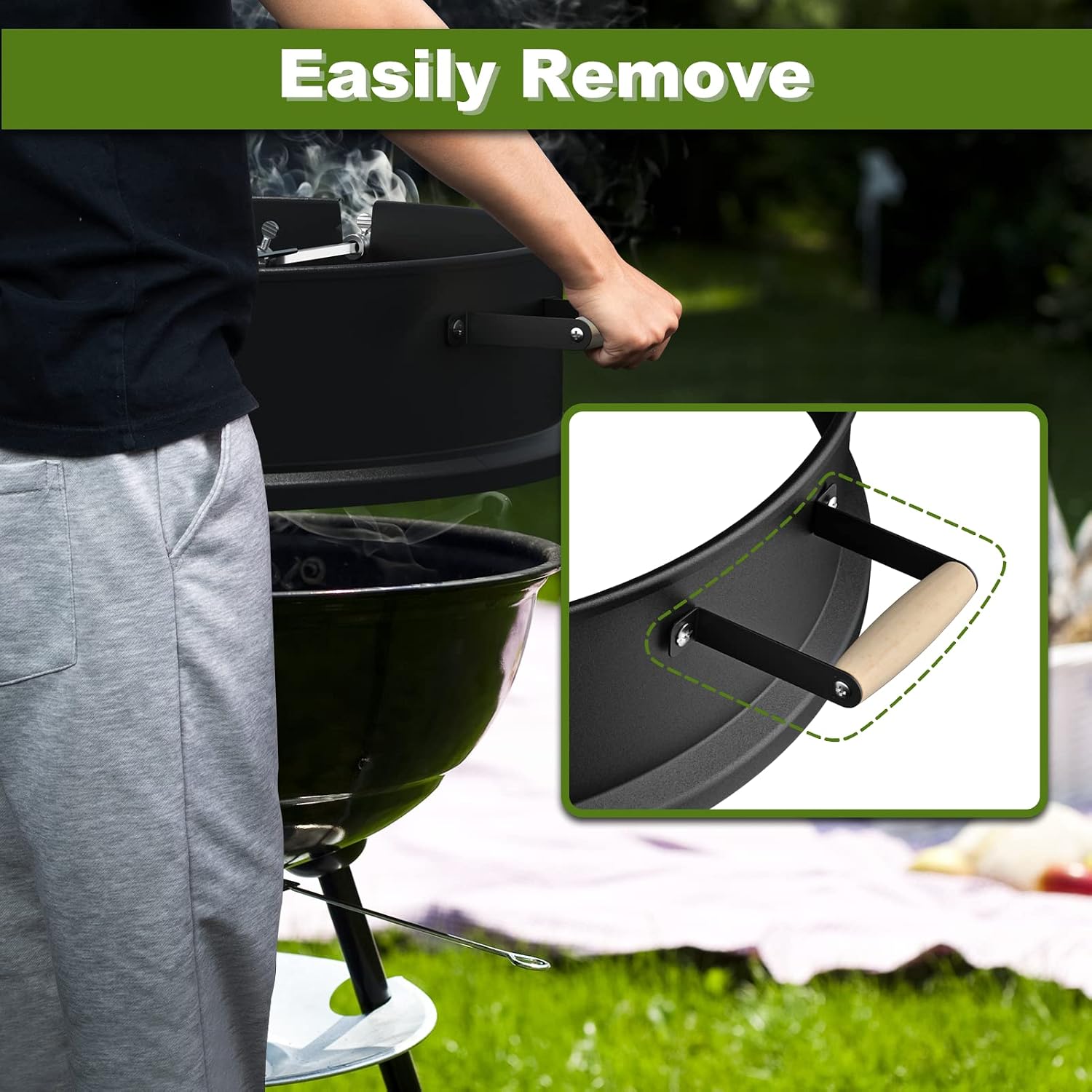SHINESTAR Upgraded Steel Weber Kettle Rotisserie Ring Kit Barbecue Tool Kit | For Weber 22 Inch Charcoal Kettle and Other Similar Grills, Turns Your Kettle Into A Chicken Roaster
