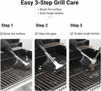 Grill Brush with Scraper, 18" Handle BBQ Accessories for Outdoor Grill, Safe Wire Scrubber, Universal Fit BBQ Cleaner for All Grates