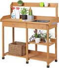 yaheetech potting bench with sink & drawer, outdoor, main product view