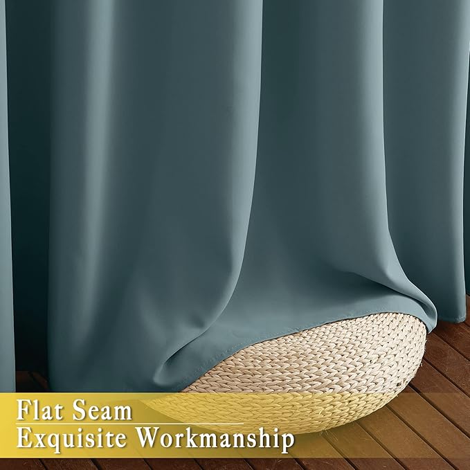 NICETOWN Blackout Sliding Door Curtain 95 inches Long, Grommet Thermal Curtain Room Darkening Window Treatment Sound Reducing Drape for Bedroom (Greyish Blue, W80 x L95, 1 Panel)