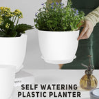 Plant Pots 12/10/9 inch Set of 3, Flower Pots with Multi Mesh Drainage Holes, Large Planters for Indoor Outdoor Garden Plants and Flowers. (White)