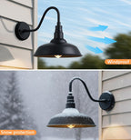 10" Outdoor Gooseneck Barn Light, Black Industrial Farmhouse Outdoor Wall Light Fixture, Suitable for Garages, Porches, Sheds, and Barns, 2-Pack
