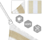 Patio Paradise 27' x 27' x 27' Sun Shade Sail Triangle Canopy Shade Cloth Fabric Sunlight Block Patio Pergola Cover HDPE Deck Awning for Outdoor Backyard Roof Shading, Beige White Strip