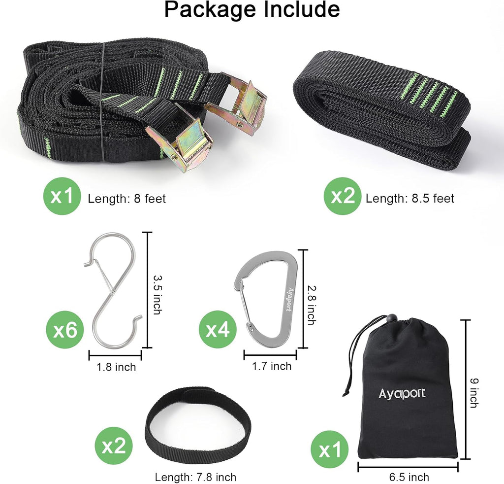 Ayaport Campsite Storage Strap Tent Camping Tree Hanging Organizer with 4 Carabiner Hooks 6 Stainless Steel S Hooks & 20 Separated Loops, Camping Set Travel & Outdoor Camping Gear