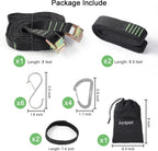 Ayaport Campsite Storage Strap Tent Camping Tree Hanging Organizer with 4 Carabiner Hooks 6 Stainless Steel S Hooks & 20 Separated Loops, Camping Set Travel & Outdoor Camping Gear
