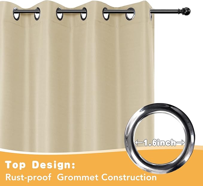 HolidayIdeas Outdoor Curtains for Patio Waterproof, 4 Panels - 54 x 120 Inch - Privacy Protection & Light Filtering Curtains Cream Grommet Outside Curtains for Porch, Gazebo, Pergola, Backyard