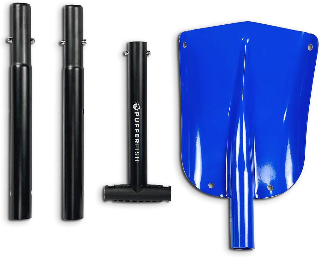 pufferfish really big sand shovel - lightweight collapsible, close-up detail