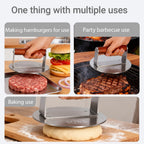 6.3inch Burger Press, Round Stainless Steel Meat Patty Pressing Tool, Suitable for Burger Patties, Steaks, BBQ, Bacon,Baking, Grill Press with Wood Handle