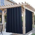 NICETOWN 2 Panels Weighted Blackout Outdoor Curtains for Patio Waterproof, Top & Bottom Grommet & Back Tab Fixed Outdoor Curtains Windproof & Thermal Insulated for Porch, Navy Blue, W84 x L108