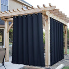 NICETOWN 2 Panels Weighted Blackout Outdoor Curtains for Patio Waterproof, Top & Bottom Grommet & Back Tab Fixed Outdoor Curtains Windproof & Thermal Insulated for Porch, Navy Blue, W84 x L108