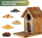 Wooden Squirrel Feeder, Large Capacity Squirrels Feeders for Outside, Sturdy Construction, No Assembly Lovely Chipmunk Feeder for Corn, Peanut, Nuts, Chestnuts (Brown-1pk)
