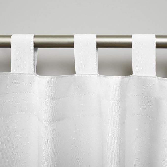 Exclusive Home Cabana Solid Indoor/Outdoor Light Filtering Hook-and-Loop Tab Top Curtain Panel Pair, 54"x132", White