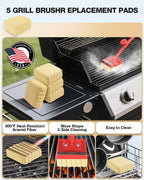 Grill Brush Bristle Free, Safe Non Metal Wire with Scraper 5 Replacement Heads, Steam Grilling Grate Cleaning Tool, Wireless Bbq Cleaner Accessory Kit Set, Outdoor Cast Iron Barbecue/Barbeque Scrubber