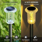 DenicMic Solar Lights Outdoor 10 Pack Waterproof 3000K Warm White LED Stainless Steel Stake Outside Lights for Yard Pathway Garden Driveway Walkway Landscape Path Lighting