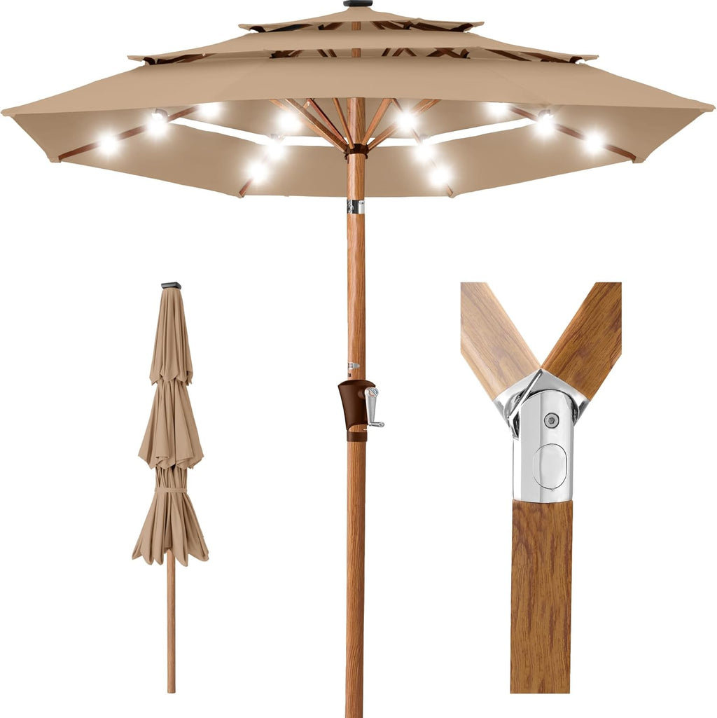 best choice products 10ft 3-tier solar patio market, main product view
