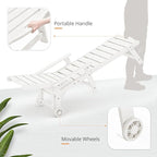LUE BONA Chaise Lounge Chair with Table, 2-Piece, HDPS Chaise Lounger, 5 Positions Adjustable Lounge Chairs, Pool Lounge Chair with Wheels for Poolside, Backyard, White