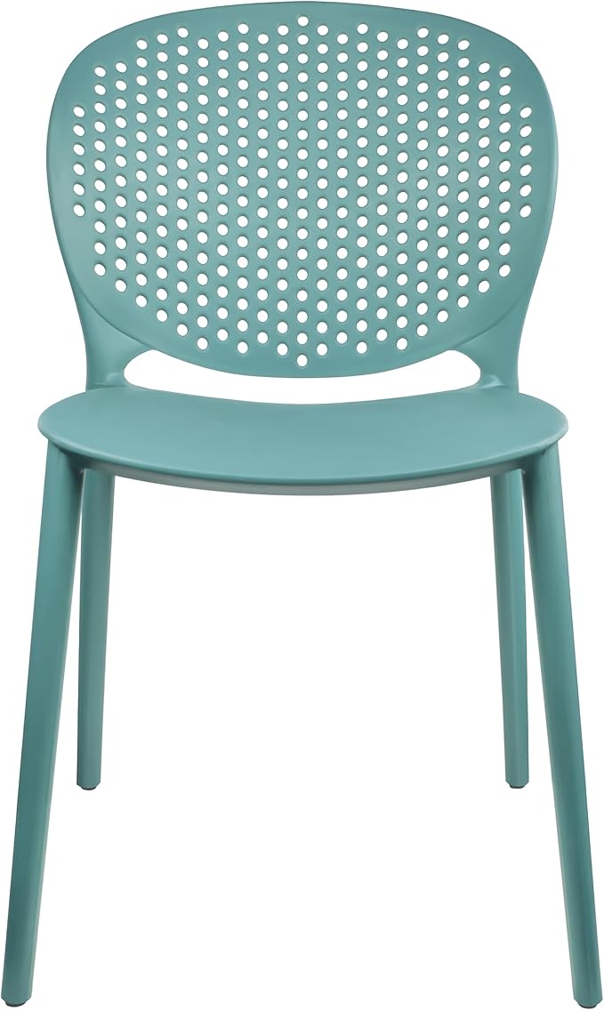 2xhome Set of 2 Patio Dining Chairs | Modern Stackable Outdoor Pool Side Chair | Weather Resistant Plastic for Yard, Porch, Balcony, Kitchen, Teal