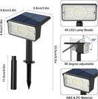 T-SUN Solar Spot Lights Outdoor 4 Pack, 49 LED 2 Lighting Modes, IP65 Waterproof Landscape Spotlights, 2 in 1 Auto On/Off Solar Lights for Yard, Garden, Driveway, Pathway (White)
