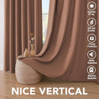 H.VERSAILTEX 100% Blackout Curtains for Bedroom Thermal Insulated Linen Textured Curtains Heat and Full Light Blocking Drapes Living Room Curtains 2 Panel Sets, Washed Spice, 52x45 Inch
