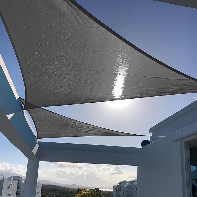 SUNNY GUARD Custom Size 15'x22'x26.6' Triangle Dark Grey UV Block Sunshade for Backyard Yard Deck Patio Garden Outdoor Activities and Facility(Customized)