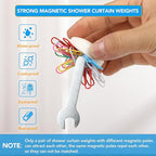 8 Pcs Shower Curtain Weights, Silicone Wrapped Heavy Duty Shower Curtain Magnets, Curtain Weights Heavy Outdoor, Prevent Curtain Liner from Blowing Around, Work for Drapery, Flag, Tablecloth(4 Pairs)