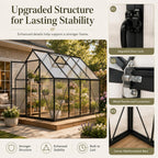 hooyeah 6x4 ft small polycarbonate greenhouse, walk-in greenhouses, side view
