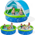 Kids Pool for Toddler, 47in Foldable Kiddie Pool with Canopy & Sprayer | Portable Baby Toddler Pool for Indoor Outdoor, Quick Setup No Tools, Easy Drain Non-Slip Splash Pool for Backyard & Travel