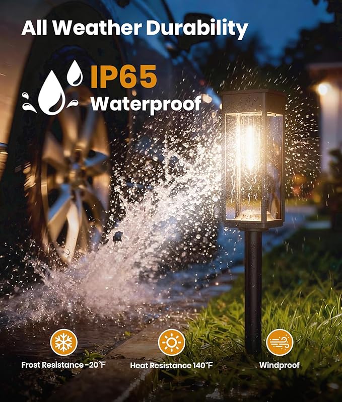 Bright Solar Lights Outdoor, 6 Pack Solar Pathway Lights Outdoor, Auto On/Off, IP65 Waterproof Solar Garden Lights Solar Powered Landscape Lighting for Yard Patio Walkway Driveway Pathway