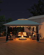 Canopy Tent 13x13 ft, Pop Up Gazebo One-Push Setup with 4 SandBags for Backyard Parties and BBQs, Mosquito Netting & Height Adjustable - Lake Blue
