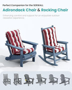 SERWALL HDPE Outdoor Rocking Chair Cushion Set of 4, Memory Foam Cushion Red White