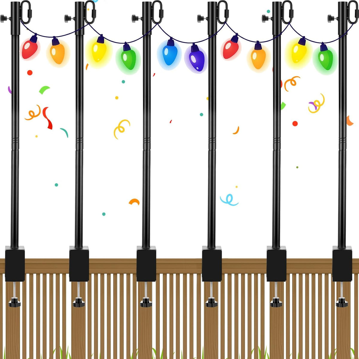 deck string light poles with adjustable 3" clamp, main product view