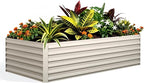 GarveeLife 8x4x2 ft Galvanized Raised Garden Bed, 24" Tall Metal Planter Box for Flowers Vegetables, Rust-Resistant Raised Garden Beds for Gardening, Easy Assembly Outdoor Garden Box & Planters,Beige